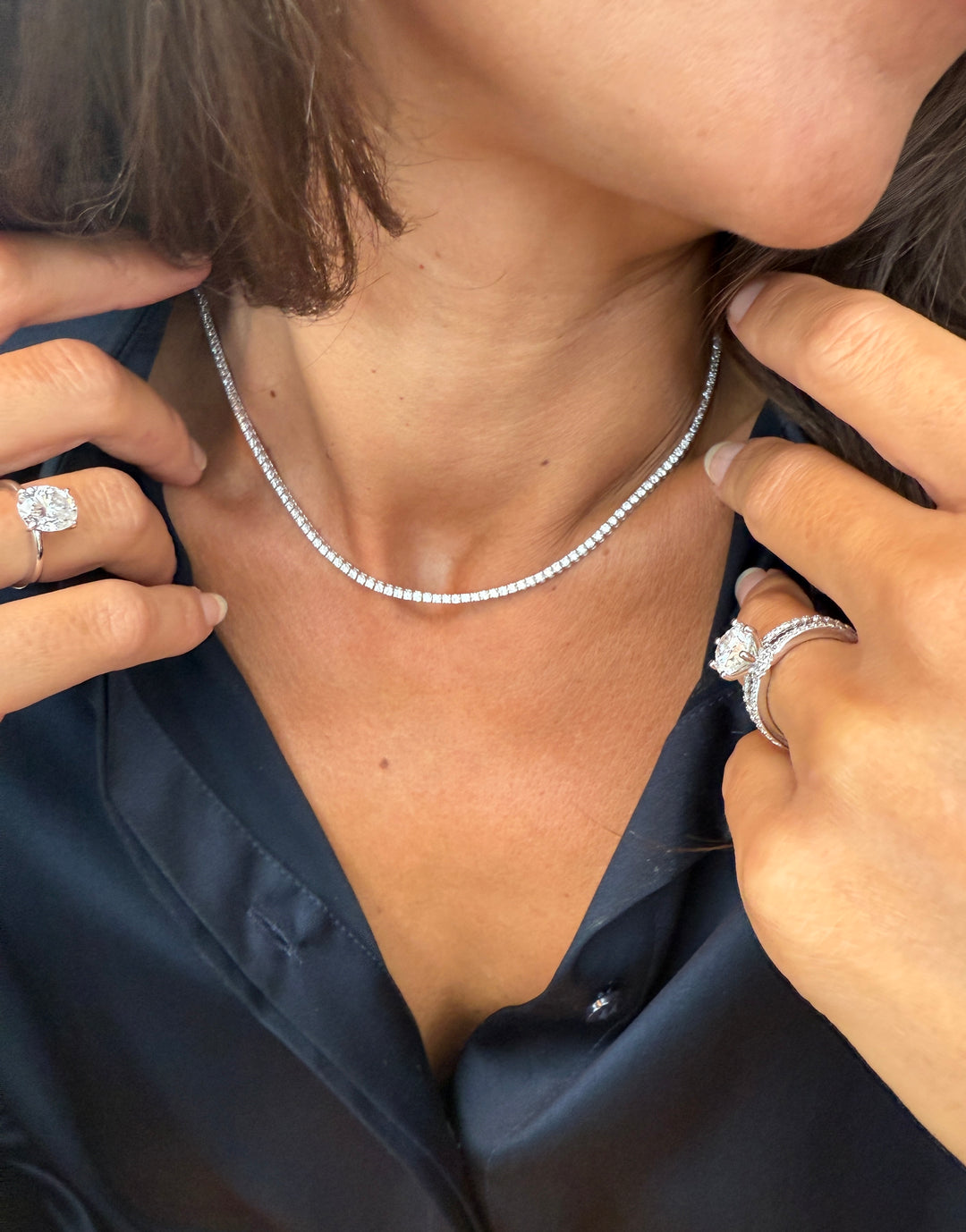 Diamant Tennis Halskæde 2 mm 14 K Hvidguld