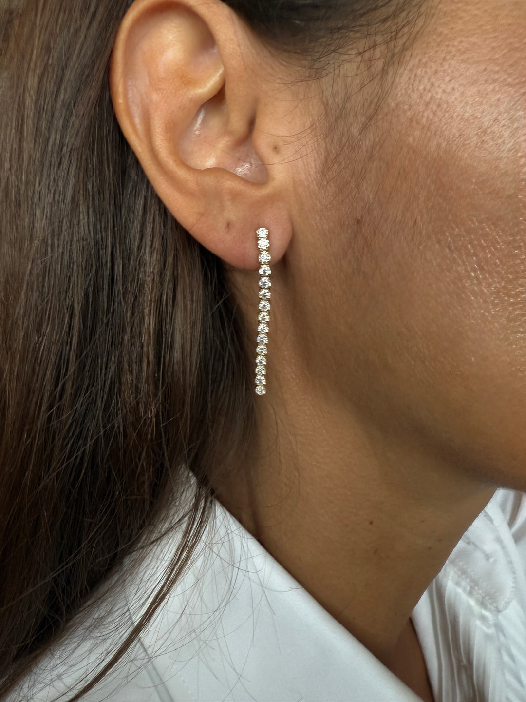 Skinny Tennis Drop Ørering Guld