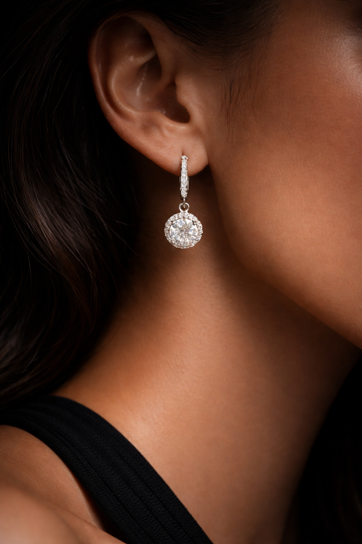 CHR Round Halo Drop Øreringe