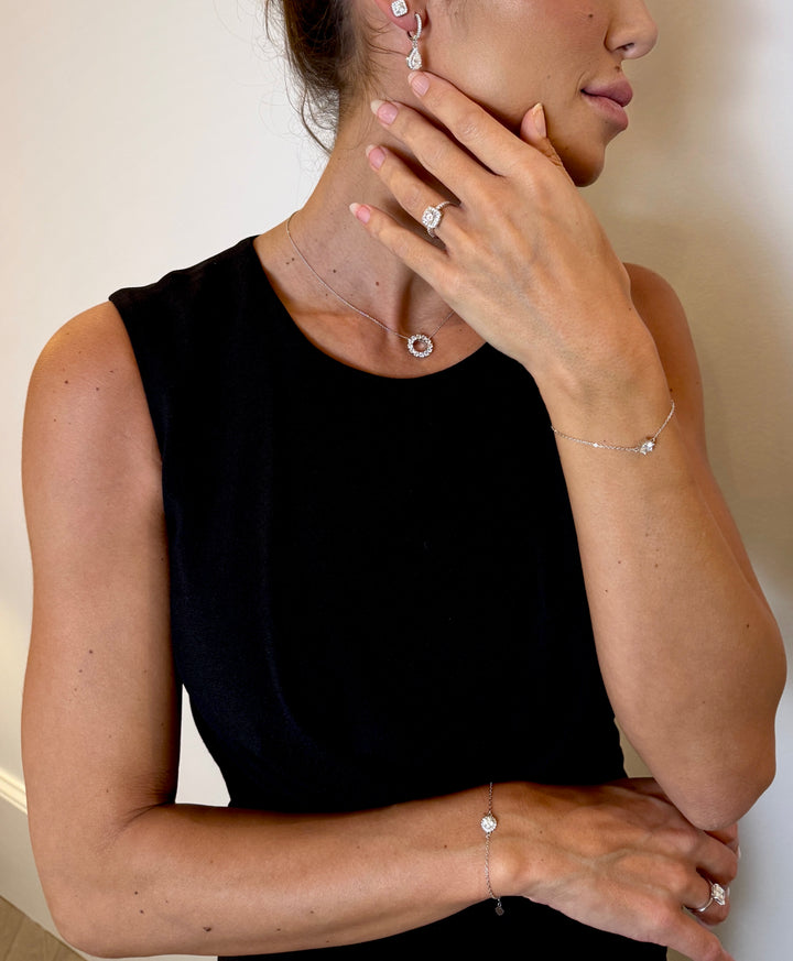 Diamant Circle of Love Halskæde – 9K Hvidguld