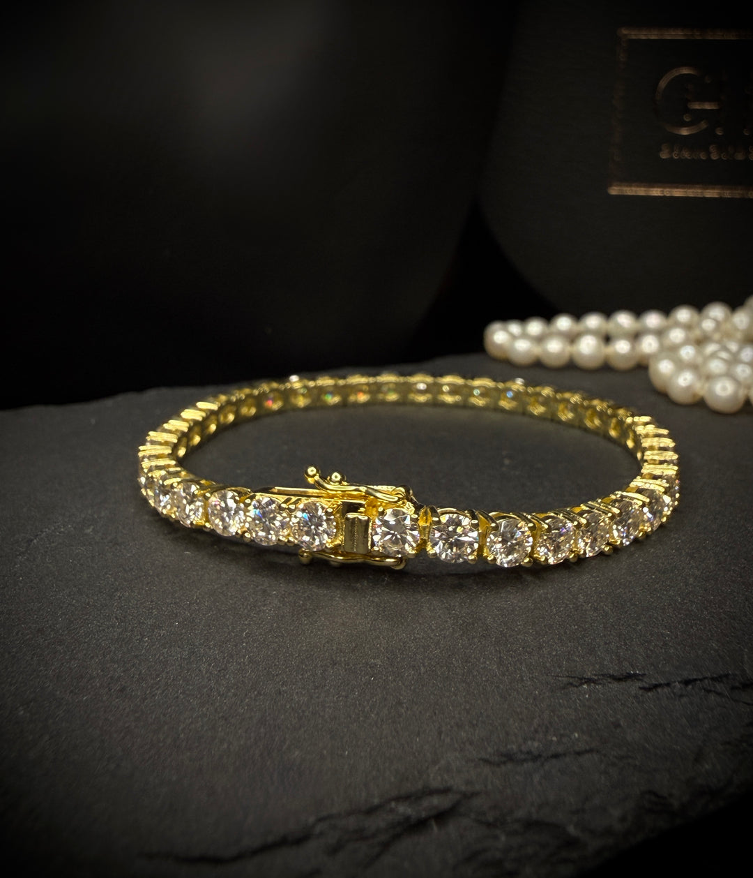 CHR Tennis Armbånd 4 mm Golden Edt.