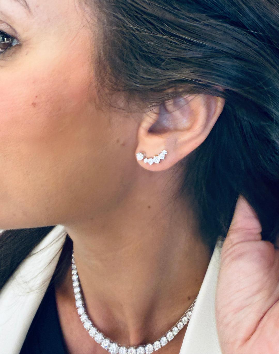 Diamant Ørestikker 9K Hvidguld