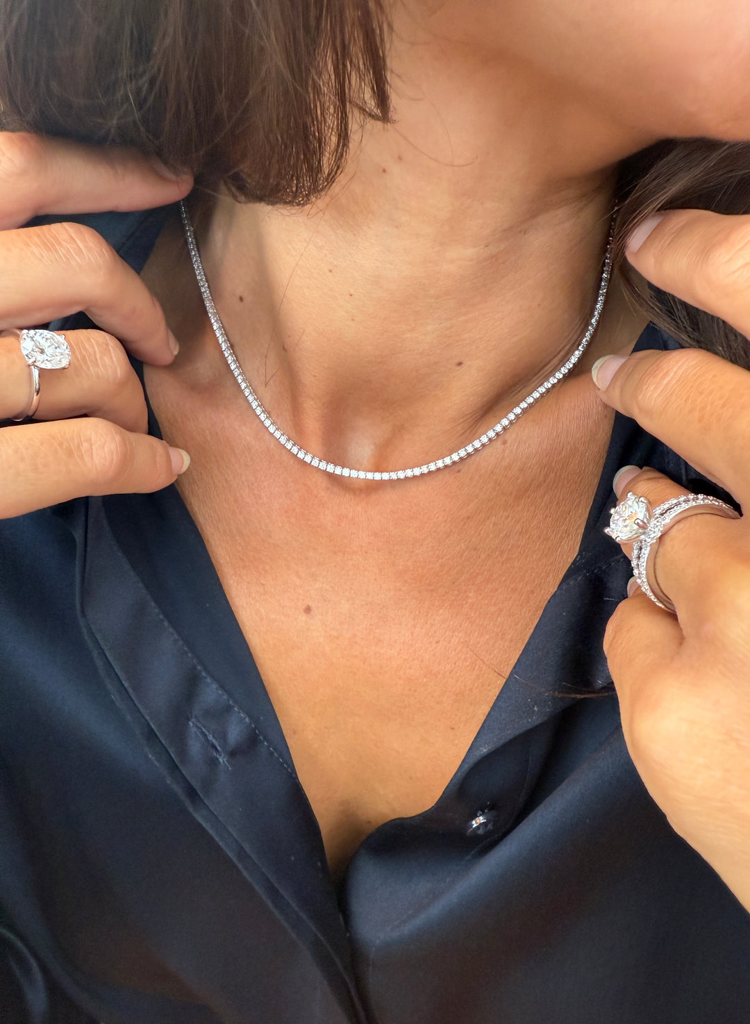 Diamant Tennis Halskæde 2 mm 14 K Hvidguld