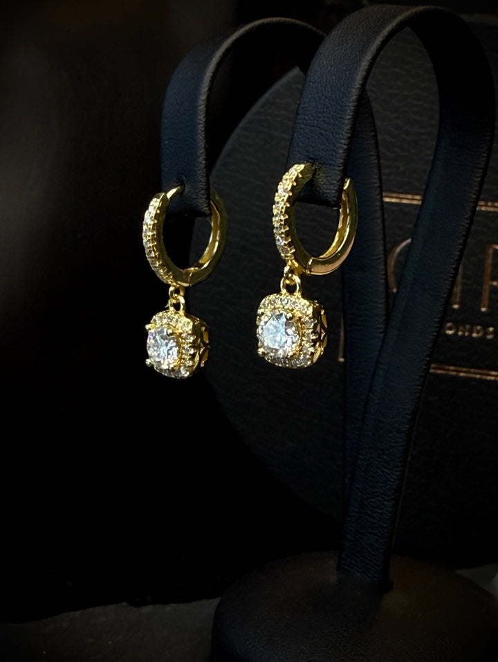CHR Square Halo Drop Øreringe – Golden Edt.