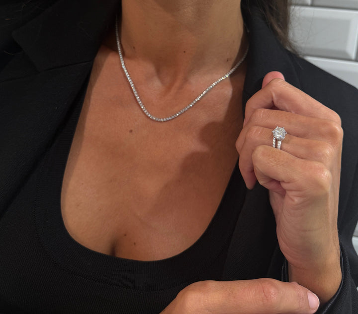 Diamant Tennis Halskæde 2 mm 14 K Hvidguld