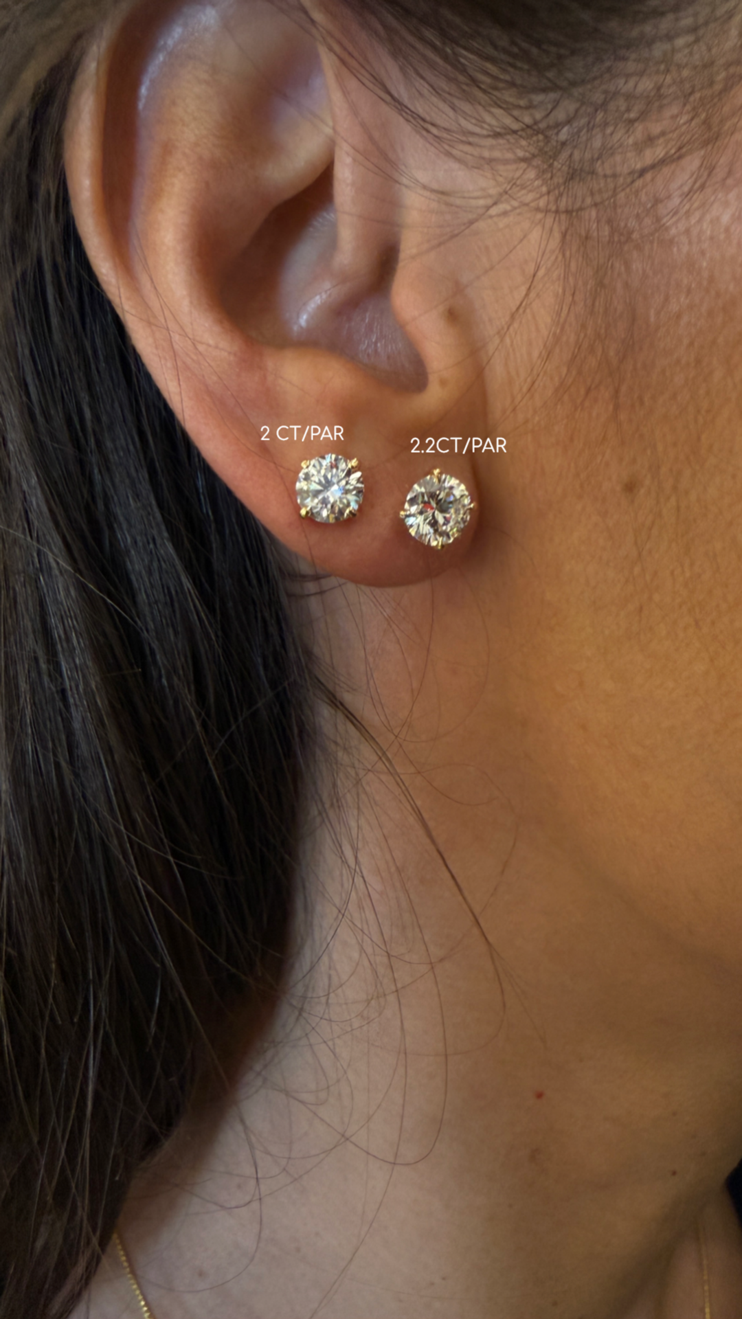 CHR Diamant Solitaire Ørestikker 18K Guld 2x1.1 CT