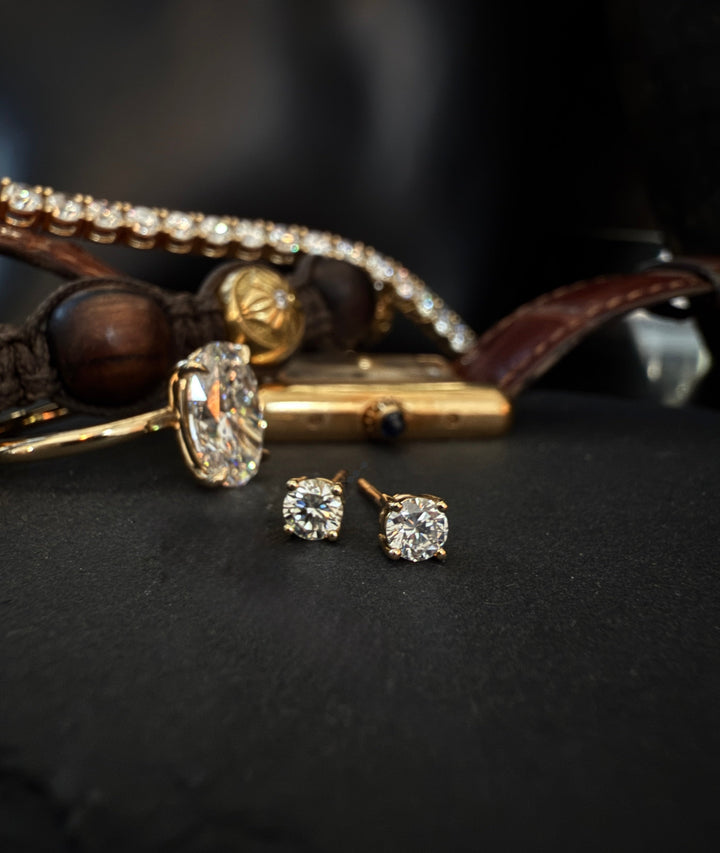 Diamant Ørestikker 9K Guld