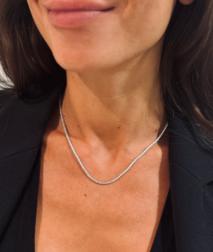 Diamant Tennis Halskæde 2 mm 14 K Hvidguld