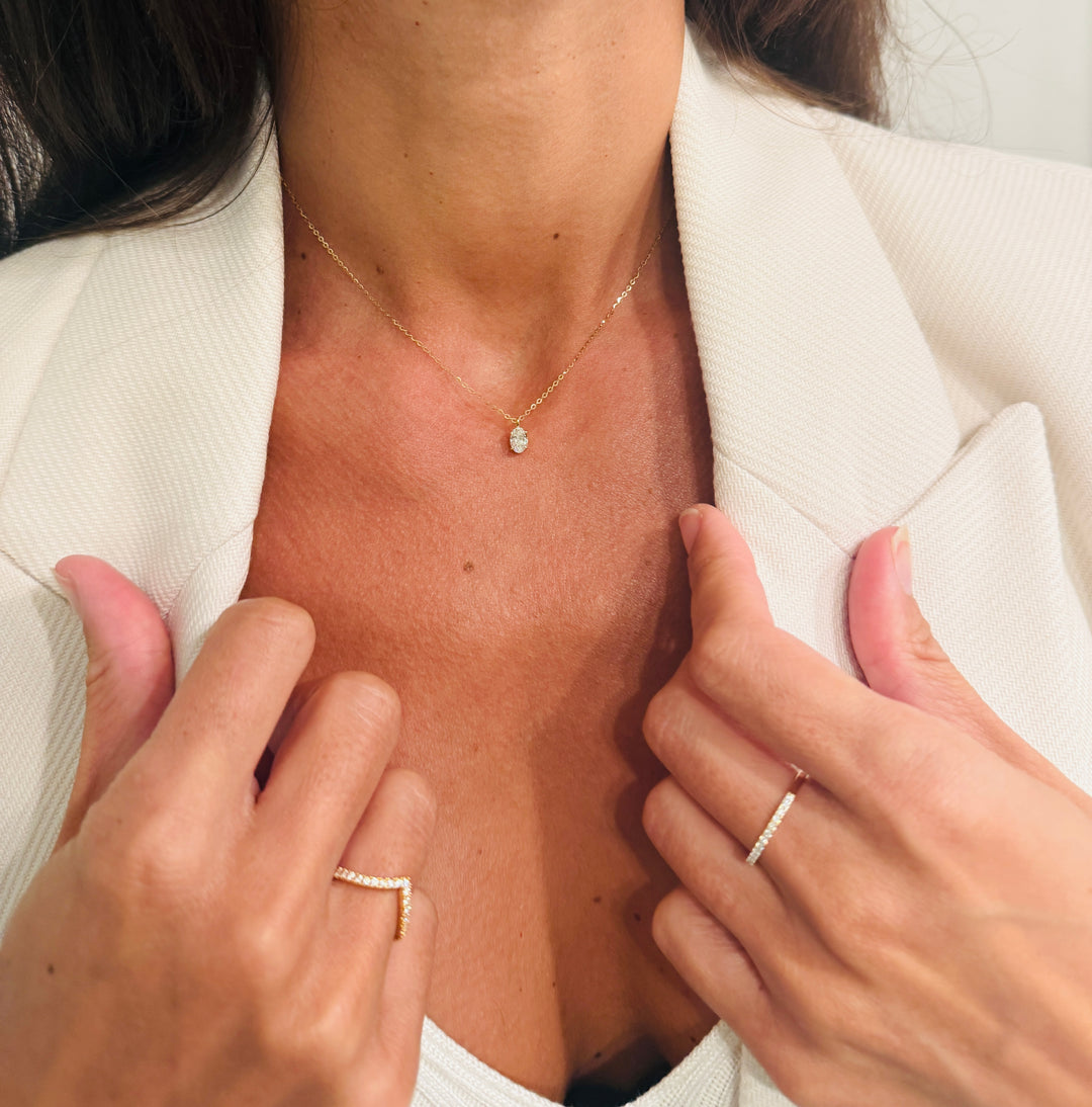 Diamant Halskæde Oval Cut Guld 18 K