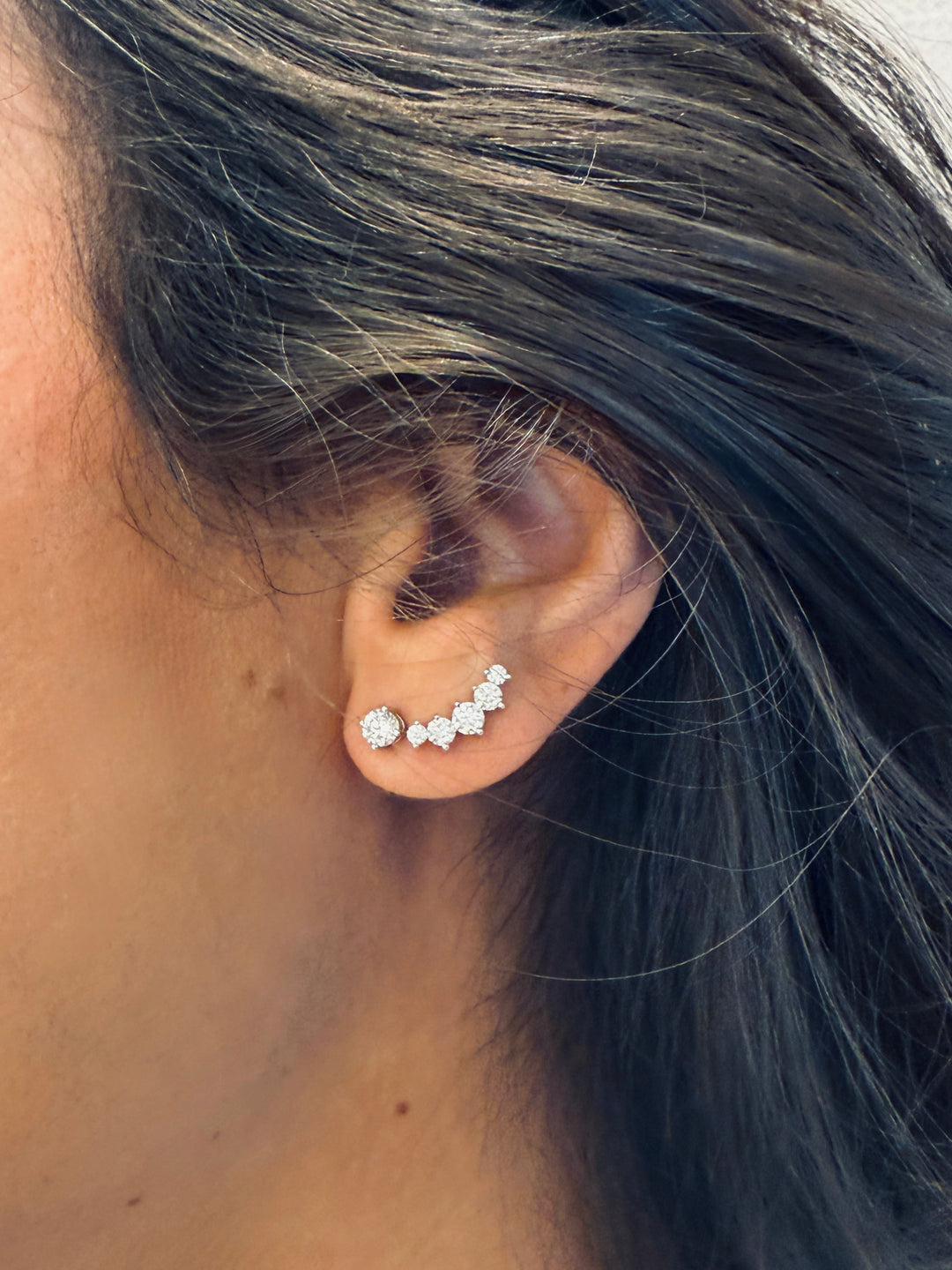 Diamant Ørestikker 9K Hvidguld