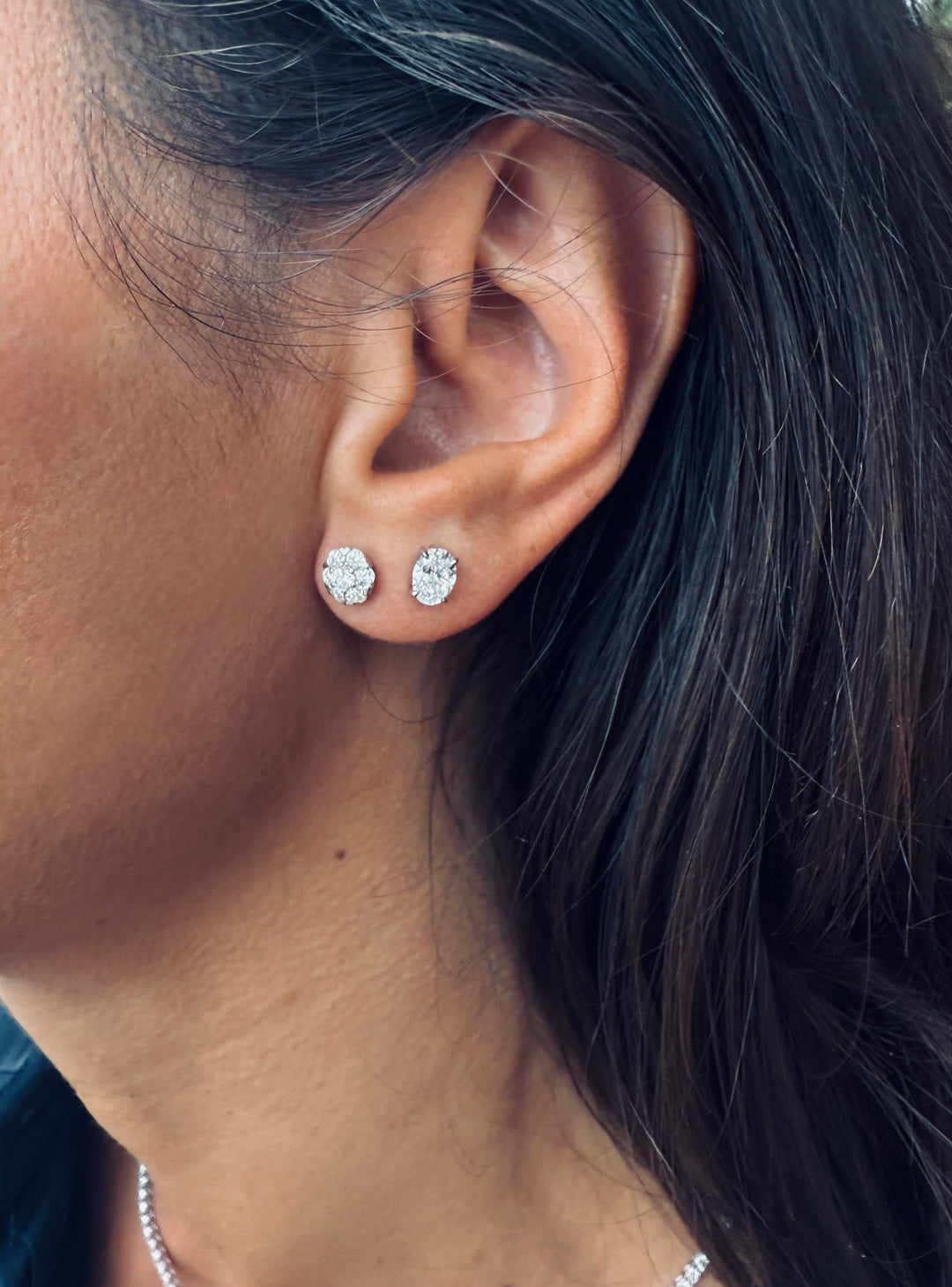 Diamant Ørestikker Oval Cut Hvidguld 18 K