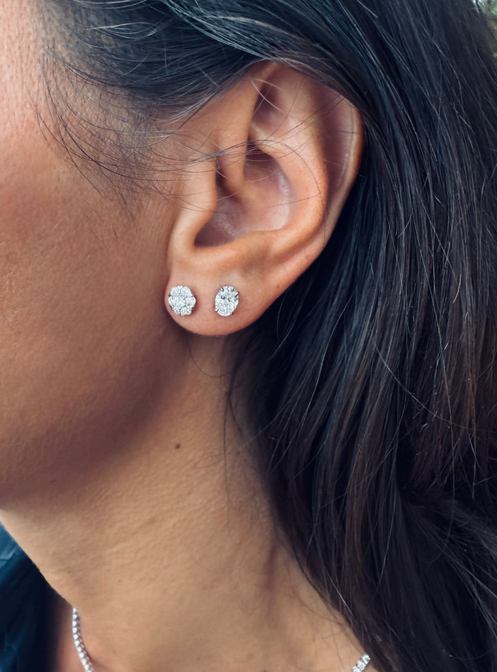 Diamant Ørestikker Oval Cut Hvidguld 18 K