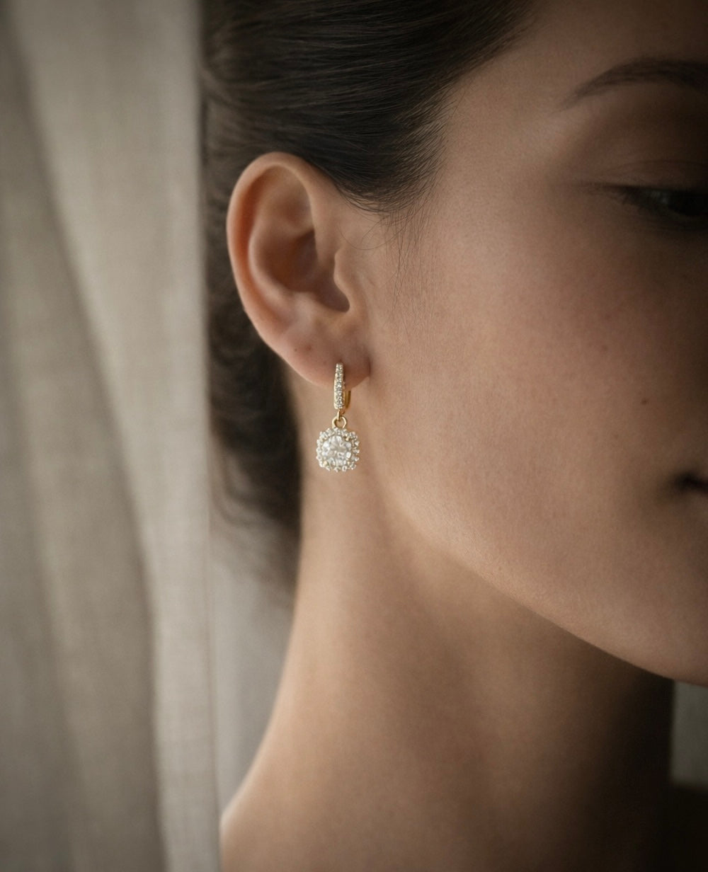 CHR Square Halo Drop Øreringe – Golden Edt.