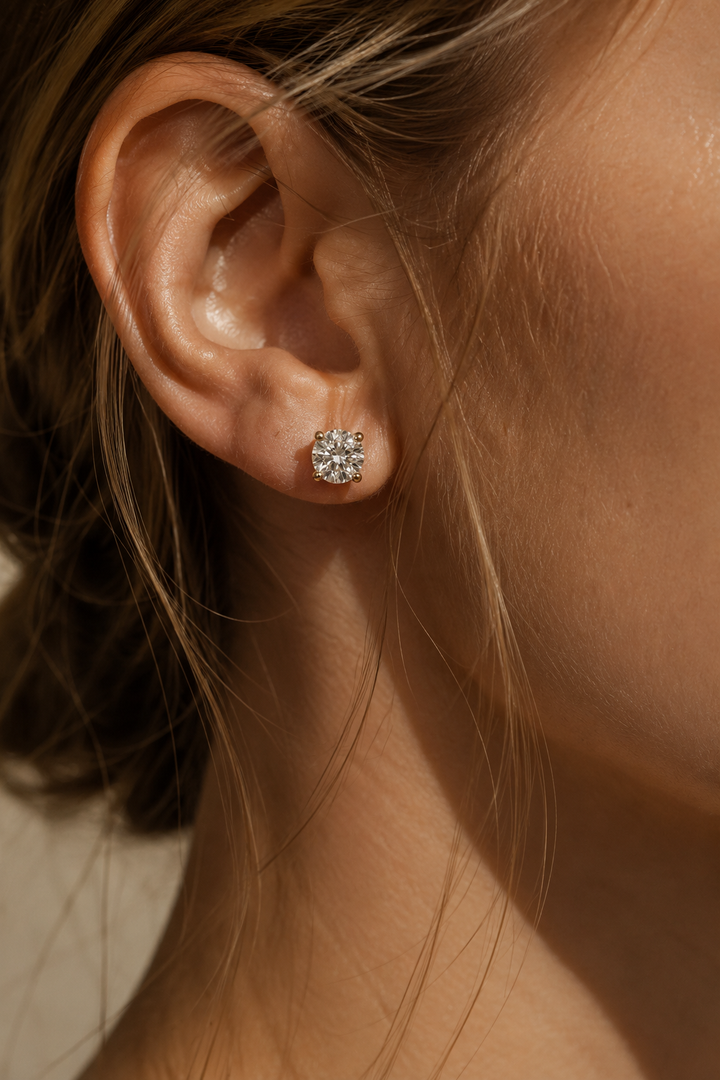 CHR DIAMANT SOLITAIRE ØRESTIKKER 14K GULD, 2X1 CT.