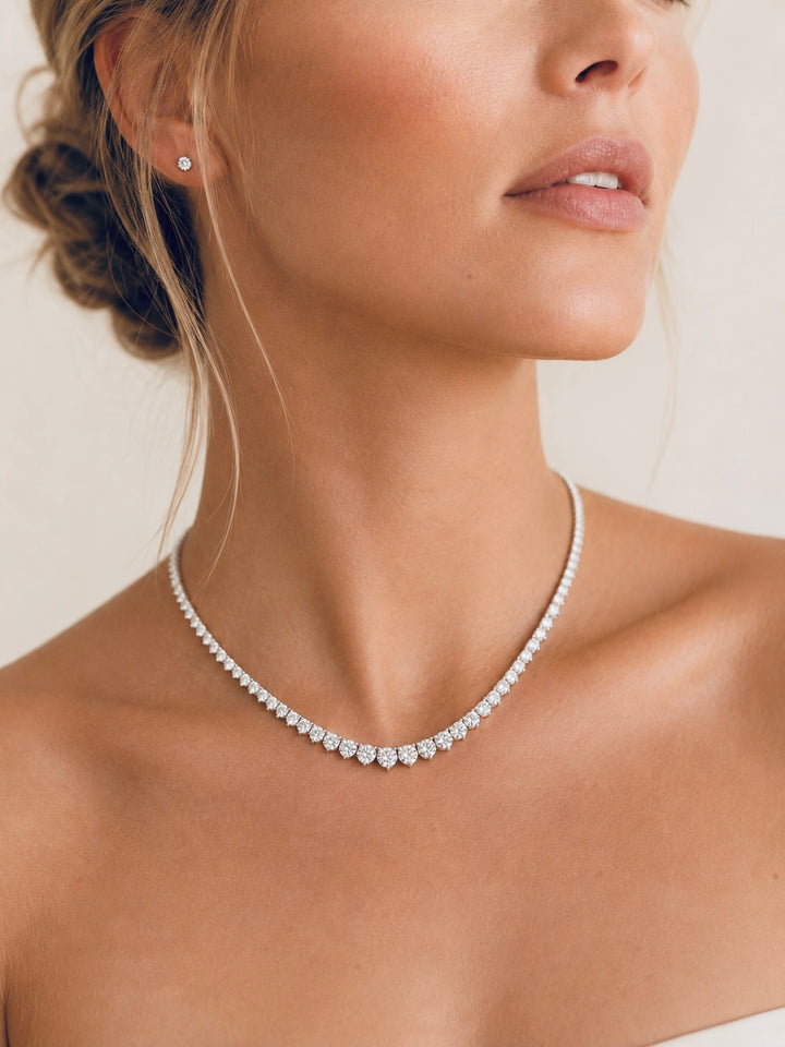 CHR Crown Tennis Diamant Halskæde i 14K Hvidguld – 11.08 CT