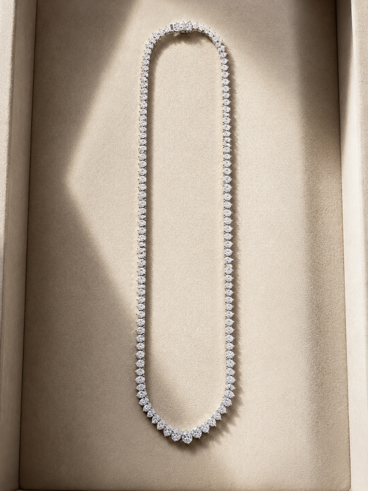 CHR Crown Tennis Diamant Halskæde i 14K Hvidguld – 11.08 CT
