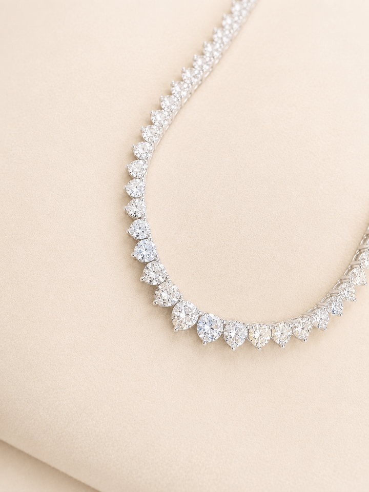 CHR Crown Tennis Diamant Halskæde i 14K Hvidguld – 11.08 CT
