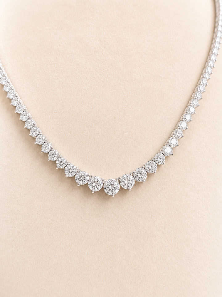 CHR Crown Tennis Diamant Halskæde i 14K Hvidguld – 11.08 CT