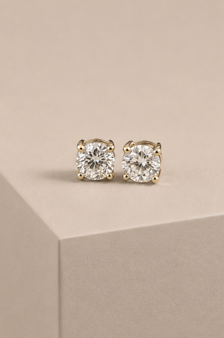 Diamant Ørestikker 9K Guld