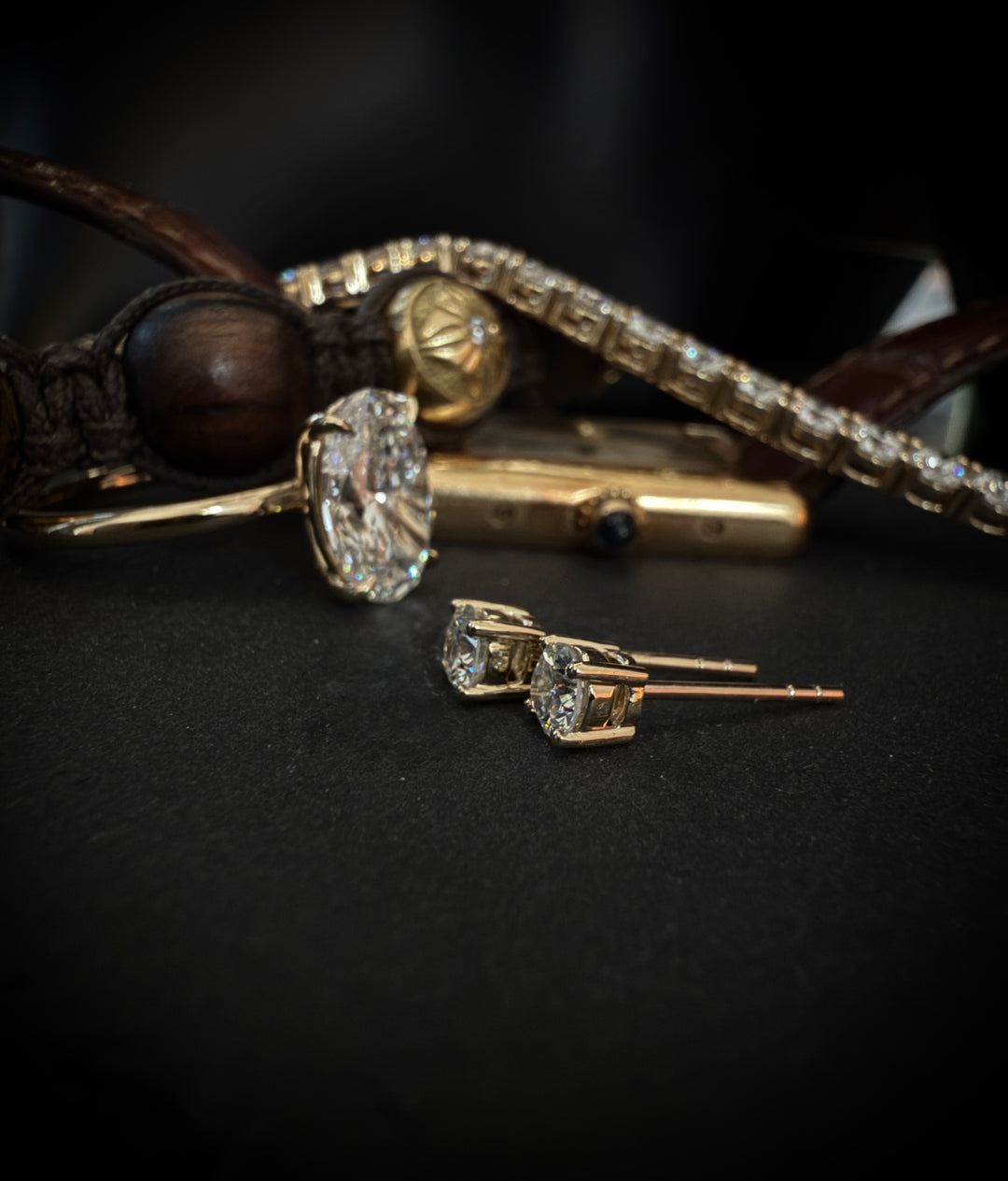 Diamant Ørestikker 9K Guld