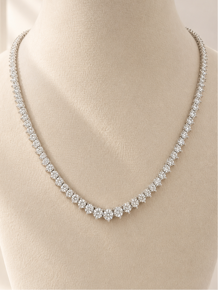 CHR Crown Tennis Diamant Halskæde i 14K Hvidguld – 11.08 CT