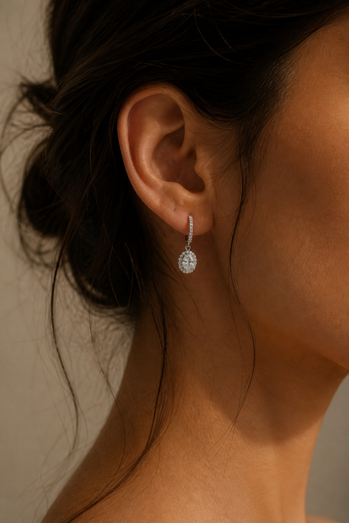 CHR Oval Halo Drop Øreringe
