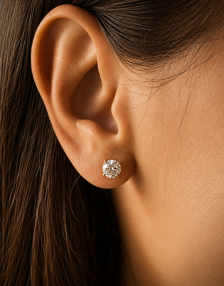 CHR SOLITAIRE ØRESTIK GULD 14 K