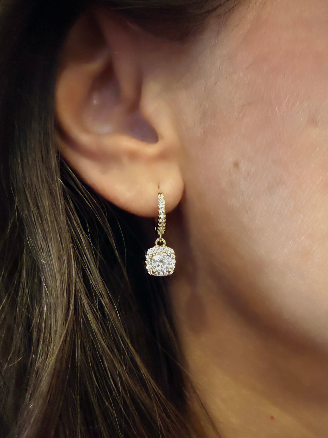 CHR Square Halo Drop Øreringe – Golden Edt.