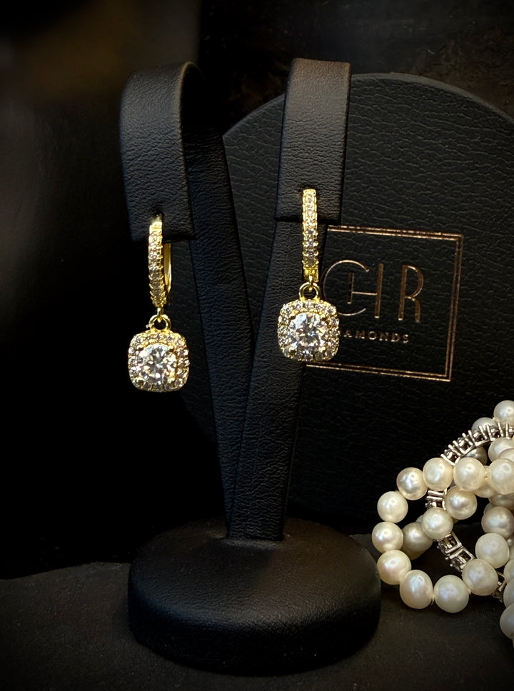 CHR Square Halo Drop Øreringe – Golden Edt.