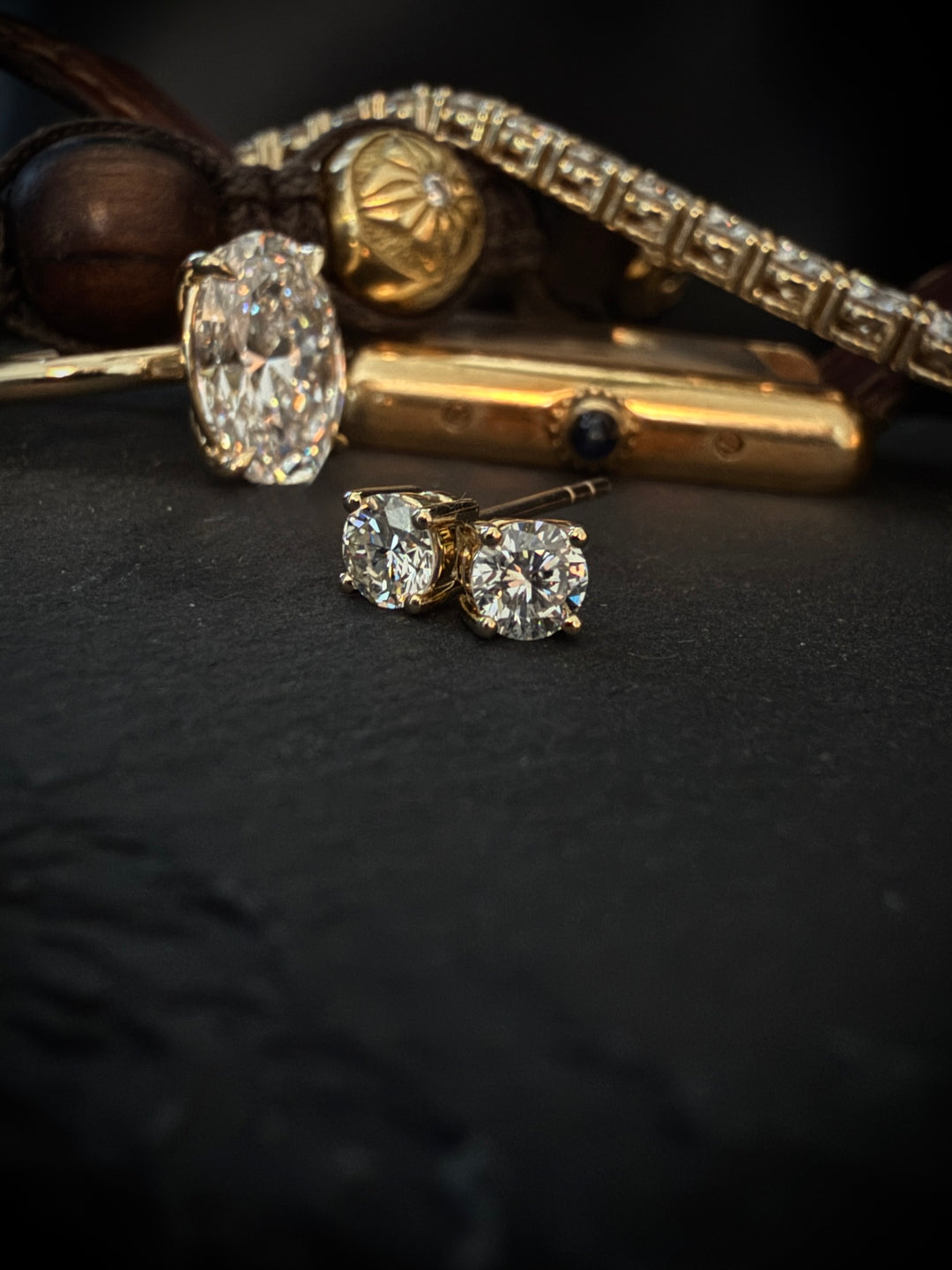 Diamant Ørestikker 9K Guld