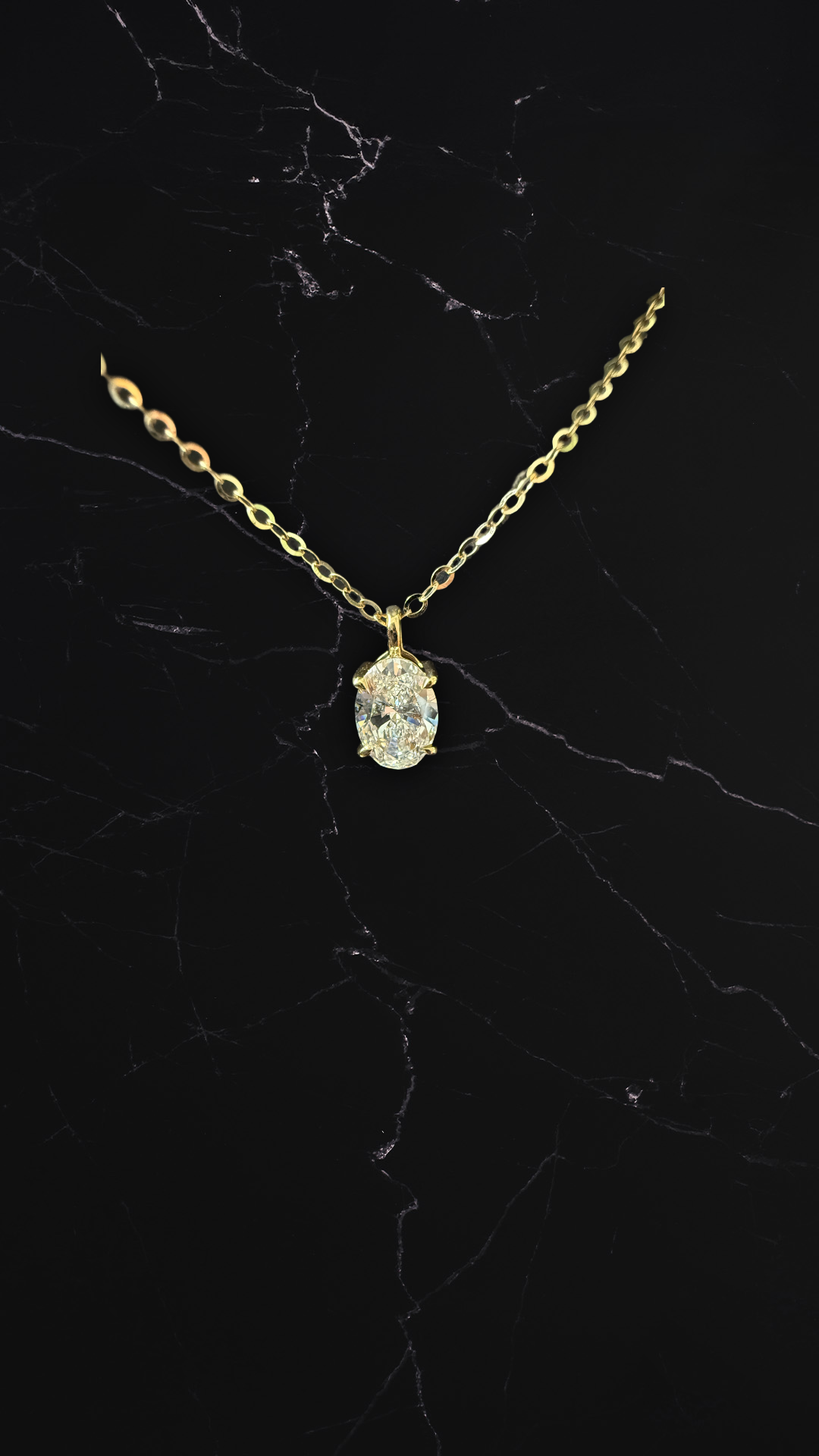 Diamant Halskæde Oval Cut Guld 18 K