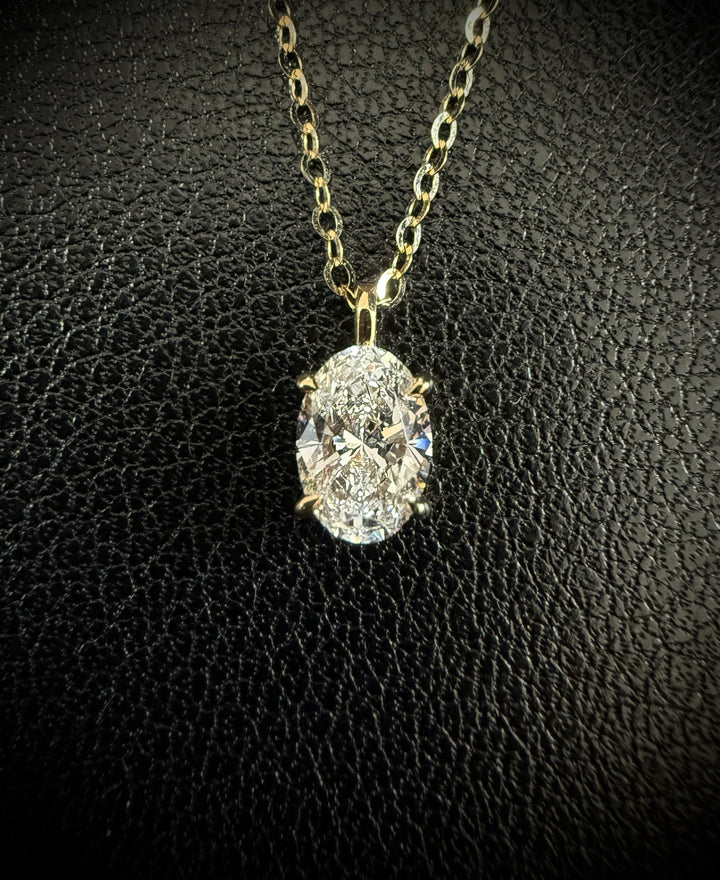 Diamant Halskæde Oval Cut Guld 18 K