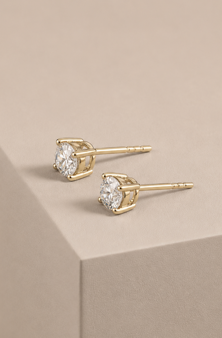 Diamant Ørestikker 9K Guld