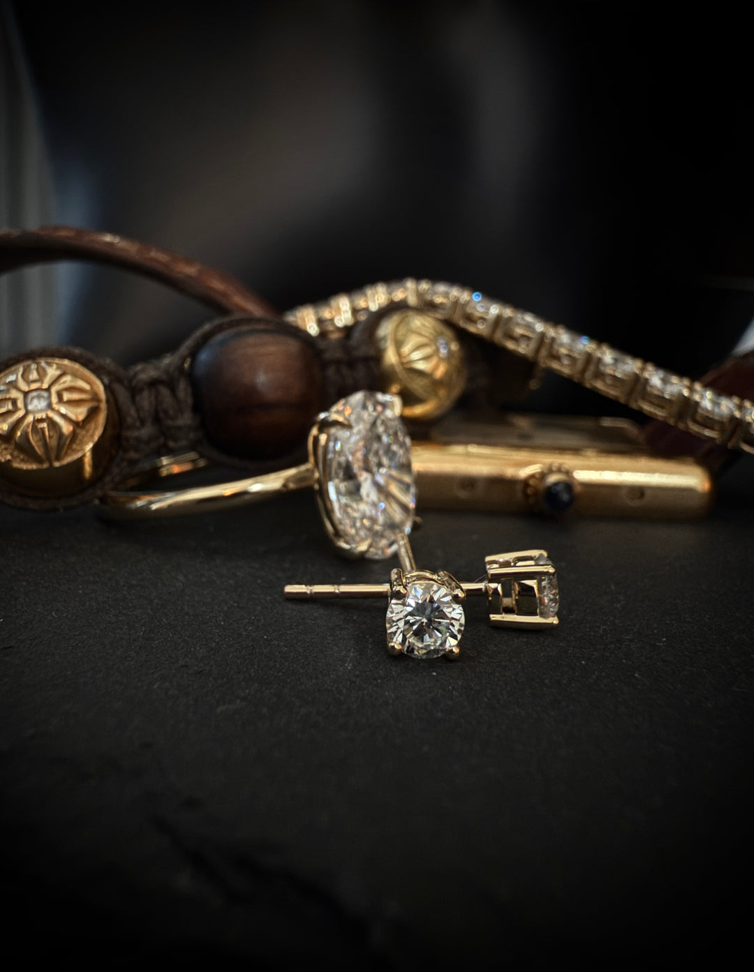 Diamant Ørestikker 9K Guld