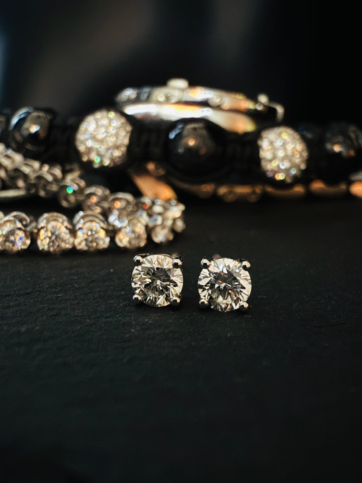 Diamant Ørestikker 9K Hvidguld