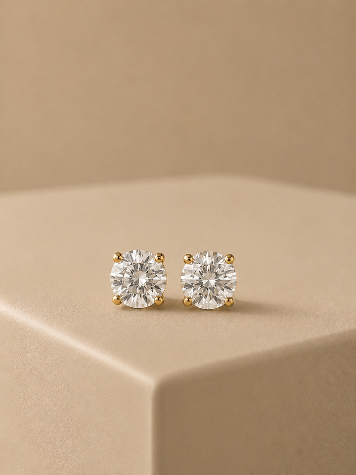 CHR DIAMANT SOLITAIRE ØRESTIKKER 14K GULD, 2X1 CT.