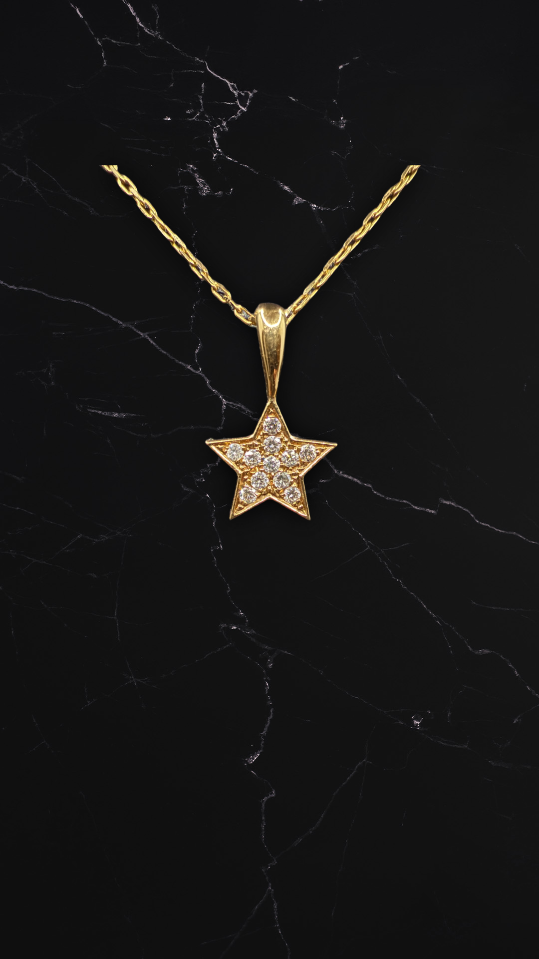 Diamant Stjerne 18 K Guld