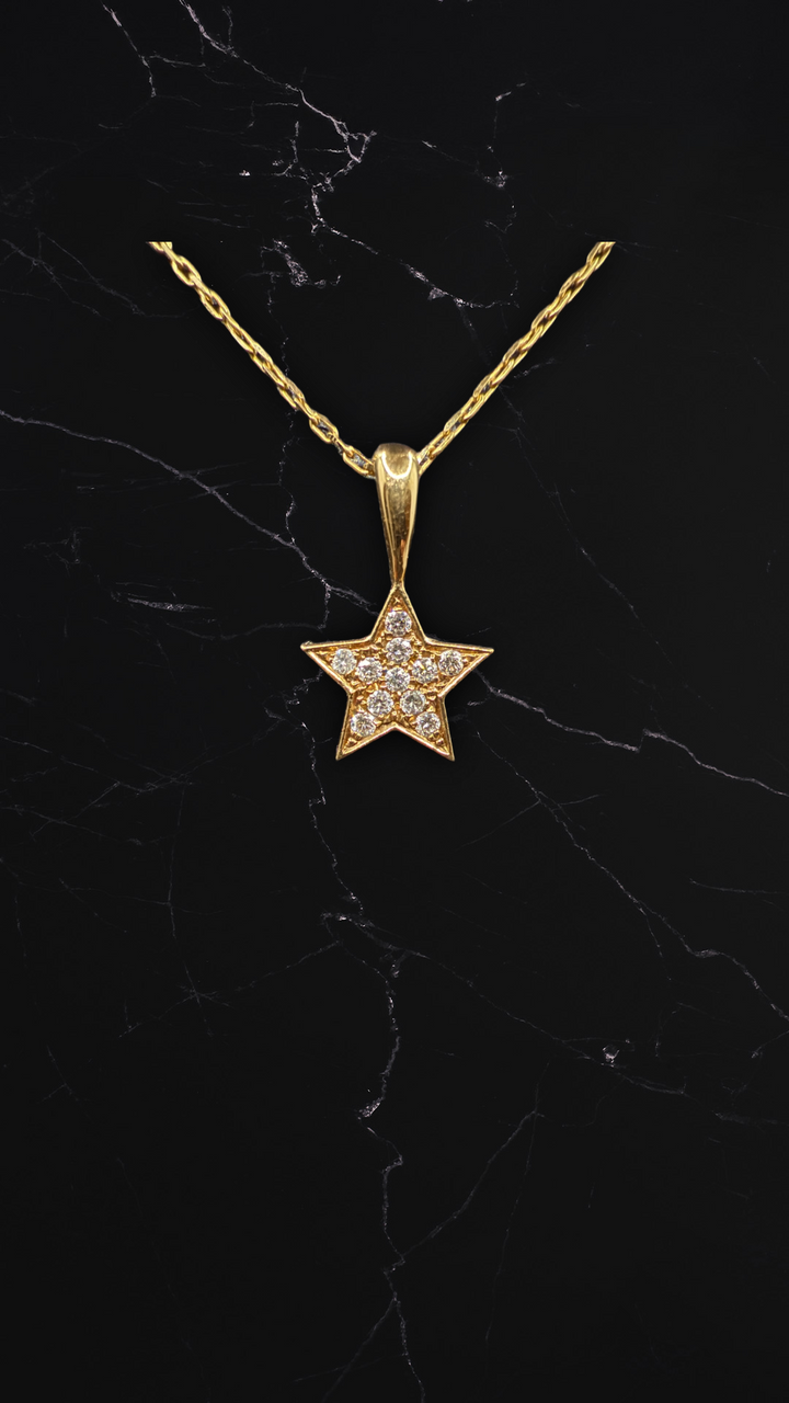 Diamant Stjerne 18 K Guld