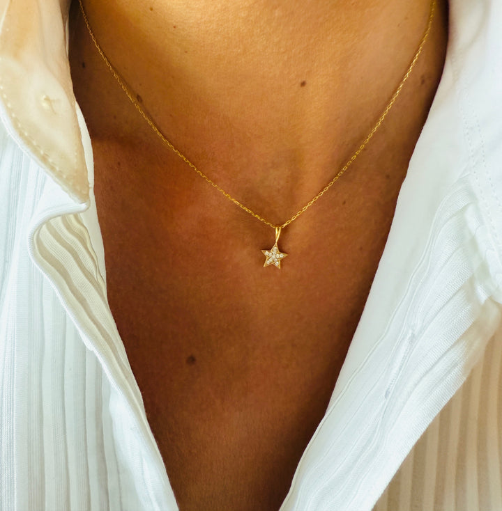 Diamant Stjerne 18 K Guld