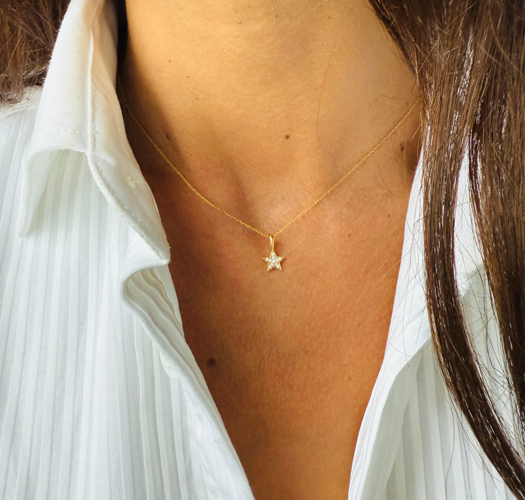 Diamant Stjerne 18 K Guld