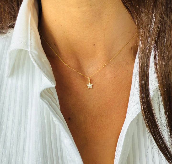 Diamant Stjerne 18 K Guld