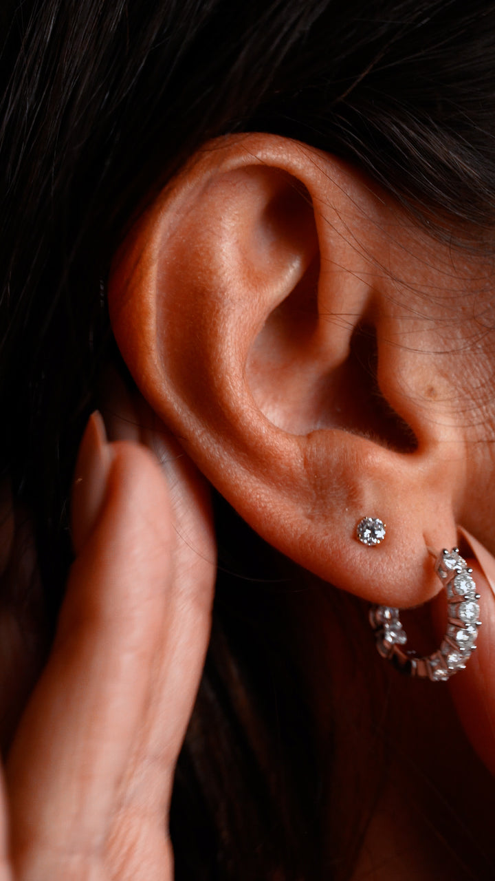 Diamant Ørestik Hvidguld 14 K