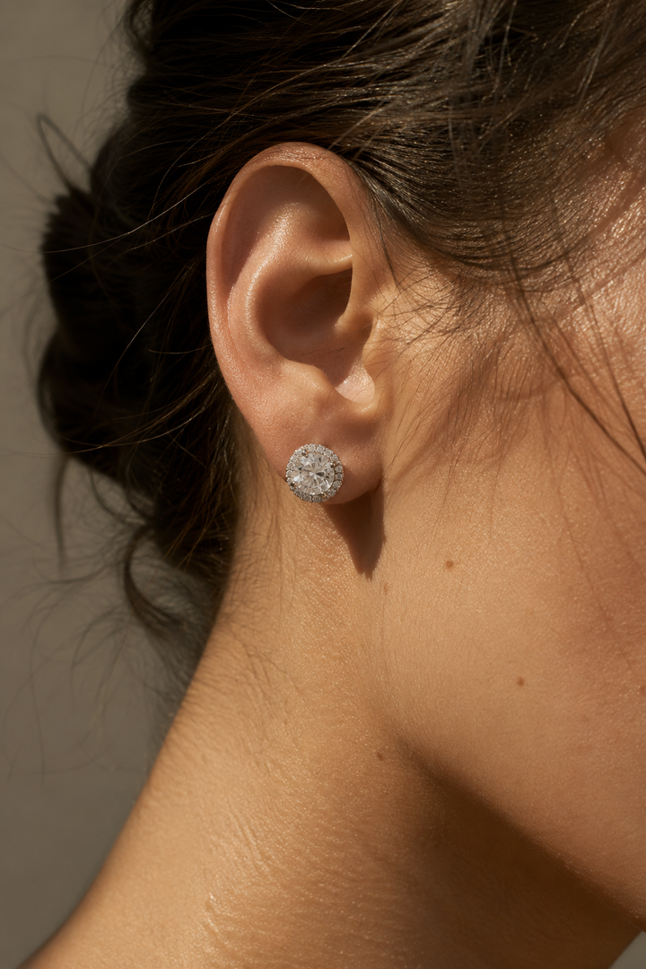Eterna Halo Ørering – White Gold Edition