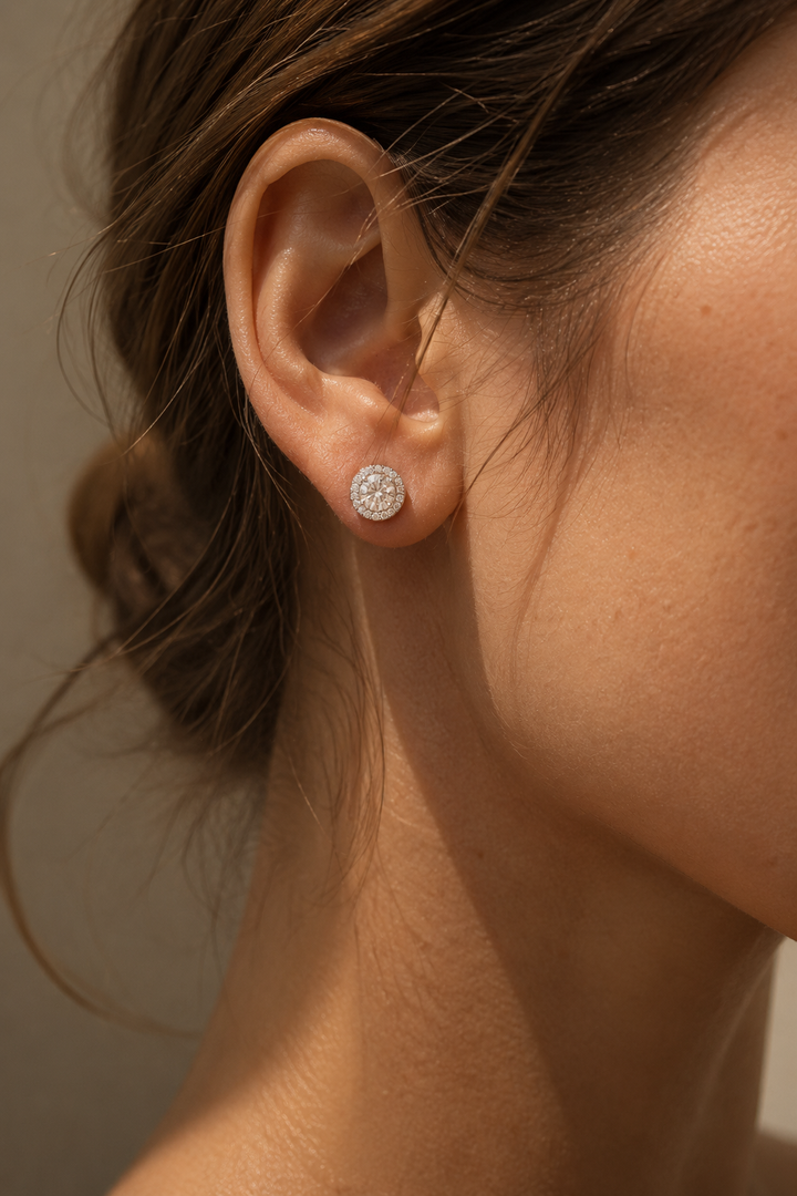 Eterna Halo Ørering – White Gold Edition