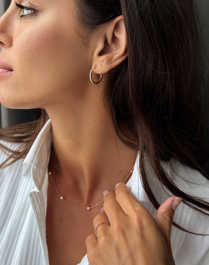 Fine Pavé Hoops Guld