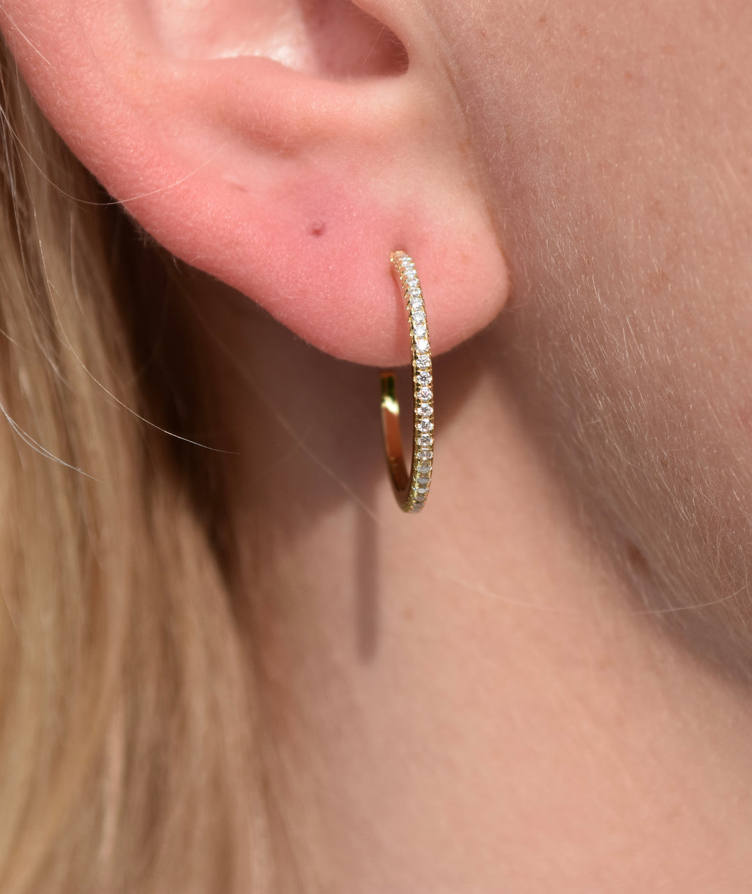Fine Pavé Hoops Guld