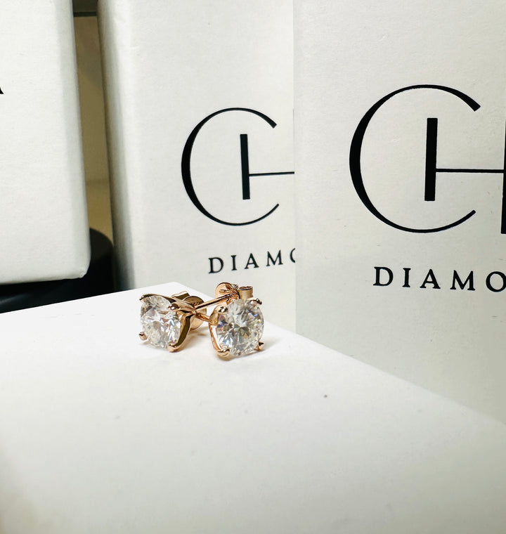 Diamant Ørestikker Rosaguld 14 K