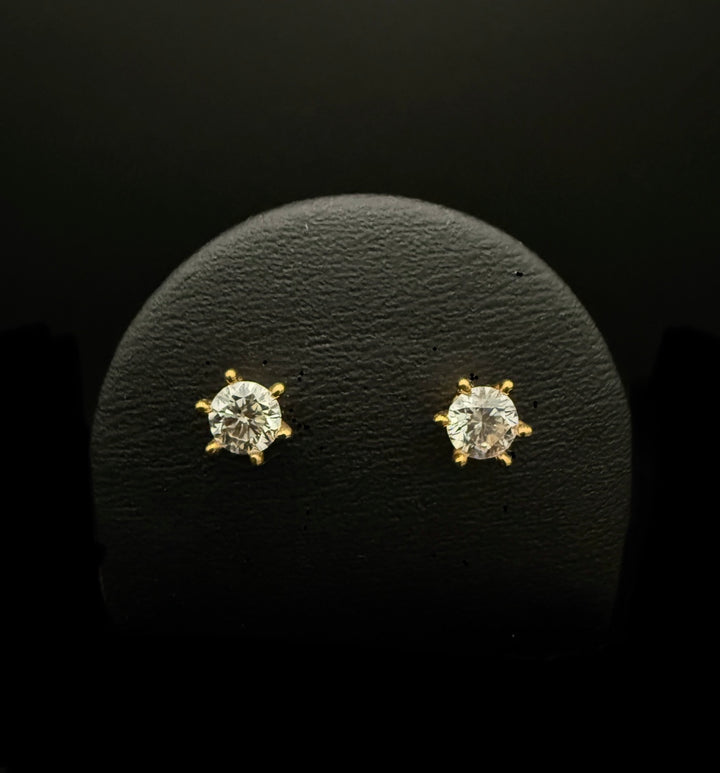 Solitaire Ørestik Six Prong Guld 14 K