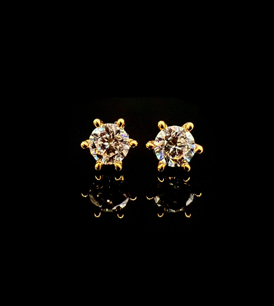 Solitaire Ørestik Six Prong Guld 14 K