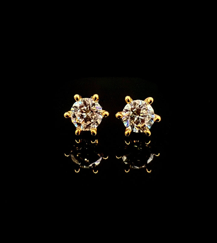 Solitaire Ørestik Six Prong Guld 14 K